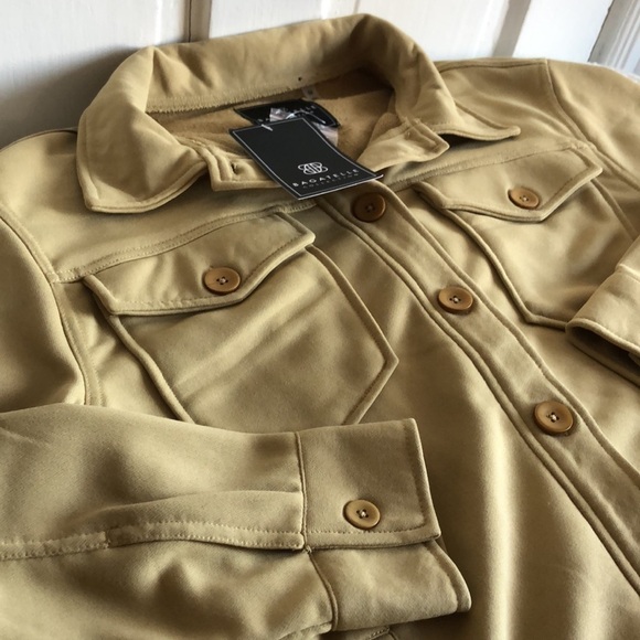 Bagatelle Long Sleeve Button Front Layering Shacket Shirt Jacket Khaki Size M - Picture 4 of 9